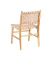 SILLA BEIGE MADERA TECA-PIEL 50 X 56 X 87 CM