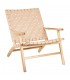 BUTACA BEIGE MADERA TECA-PIEL 74 X 78 X 75 CM