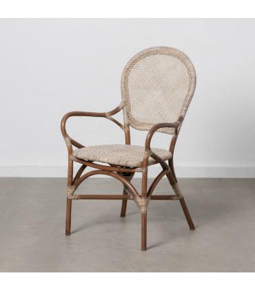 SILLA BEIGE-MARRÓN RATÁN 57 X 64 X 99 CM
