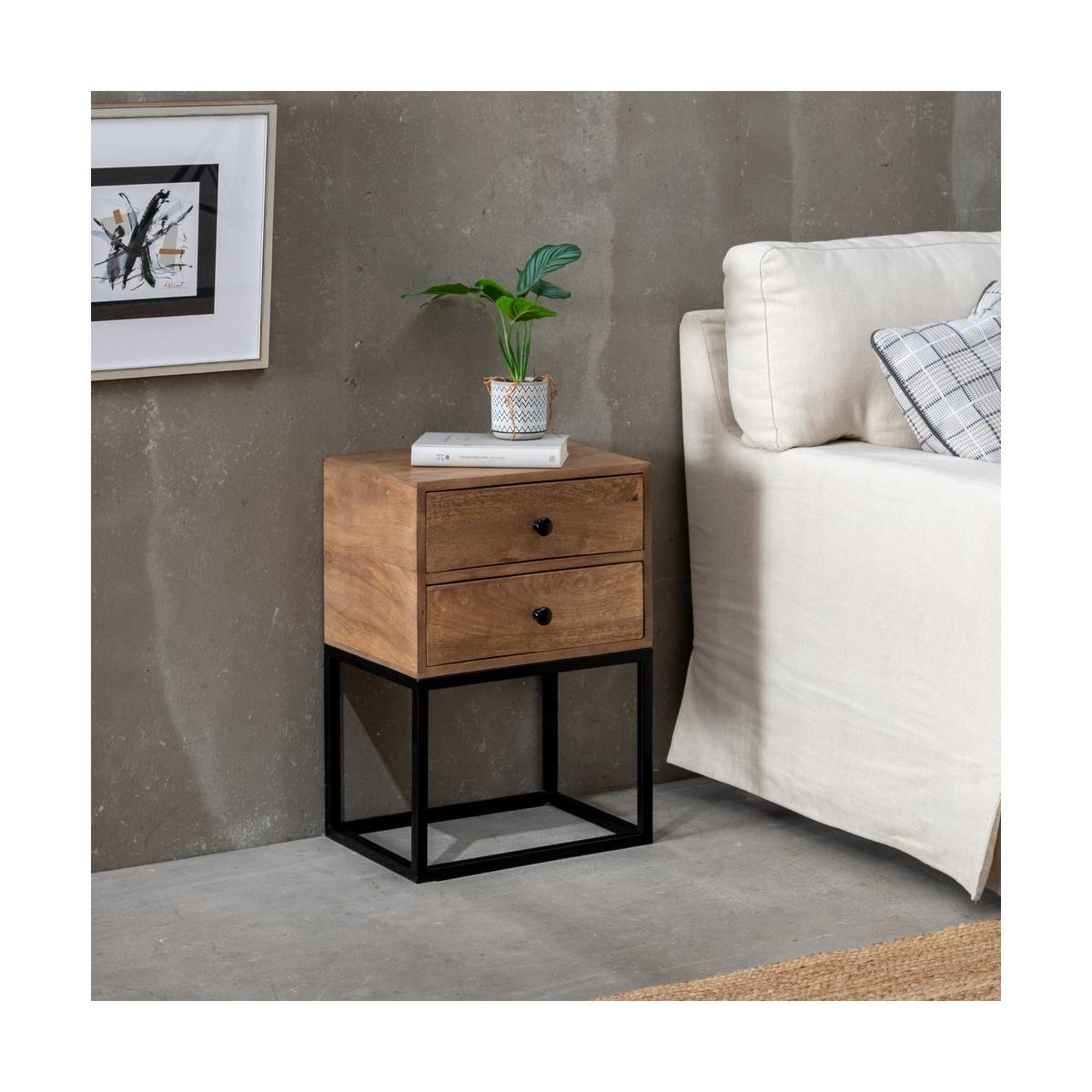 MESITA NATURAL-NEGRO MADERA DE MANGO 43 X 33 X 61 CM