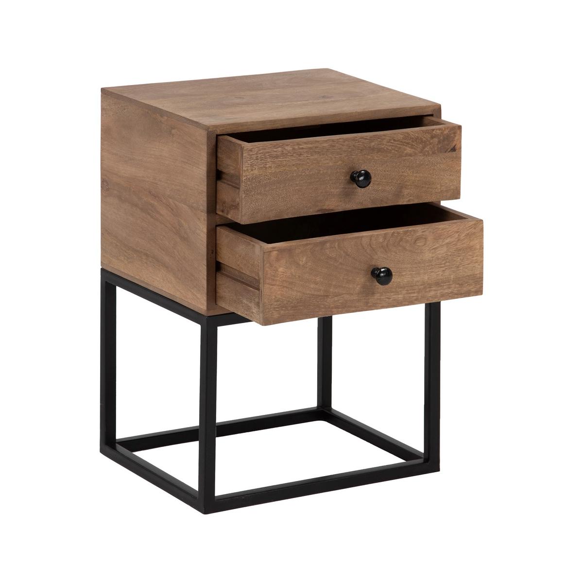 MESITA NATURAL-NEGRO MADERA DE MANGO 43 X 33 X 61 CM