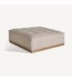 Beige fabric and pine wood pouf