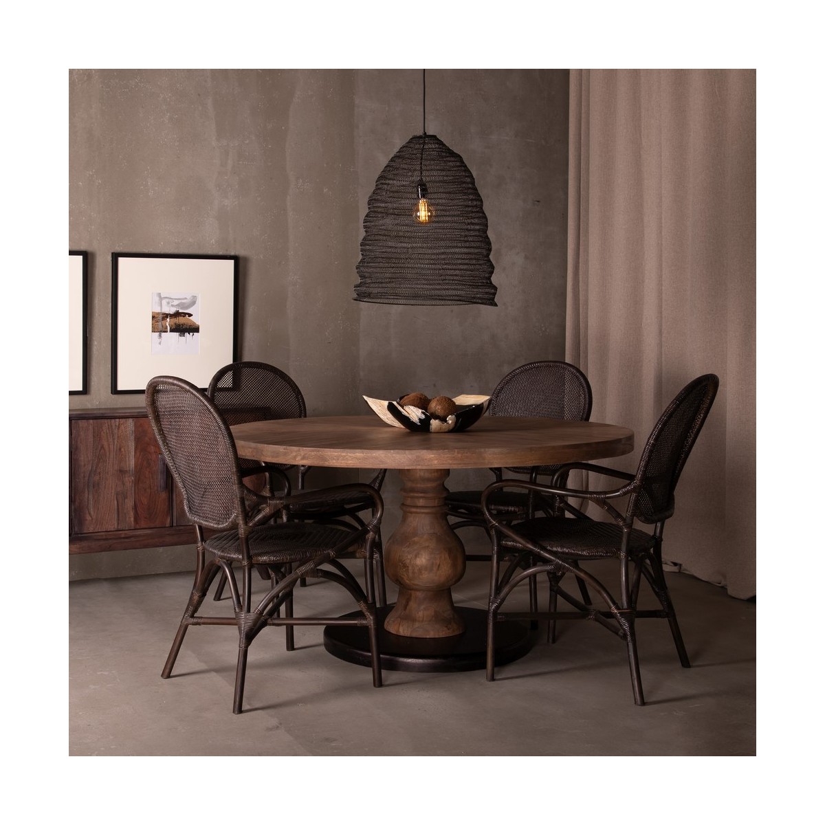 MESA COMEDOR NATURAL-NEGRO 140 X 140 X 75 CM