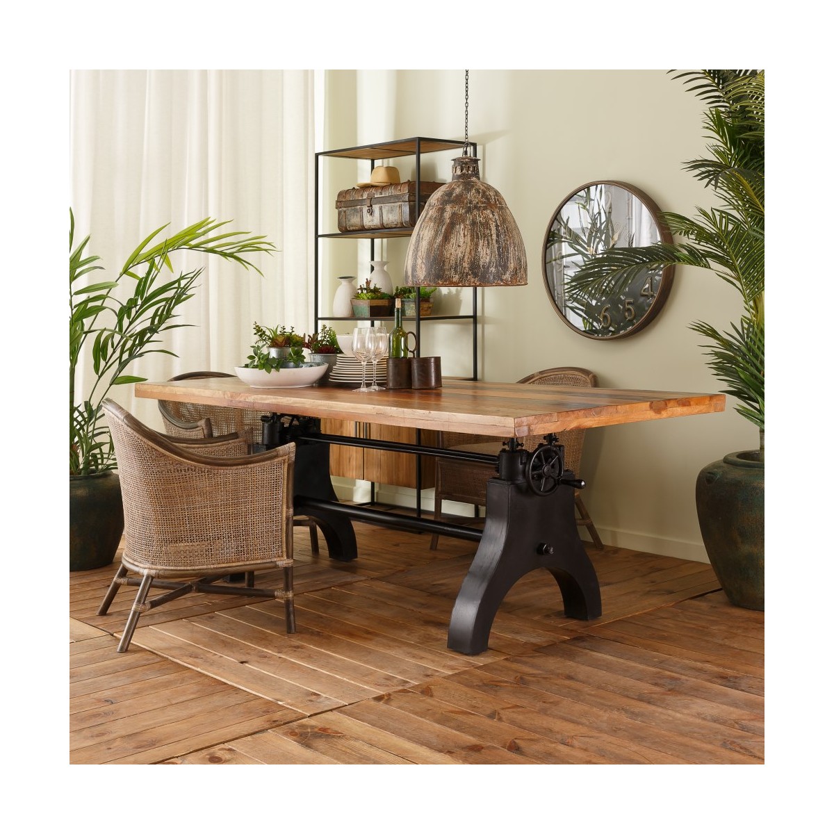 MESA COMEDOR NATURAL-NEGRO 220 X 100 X 75 CM