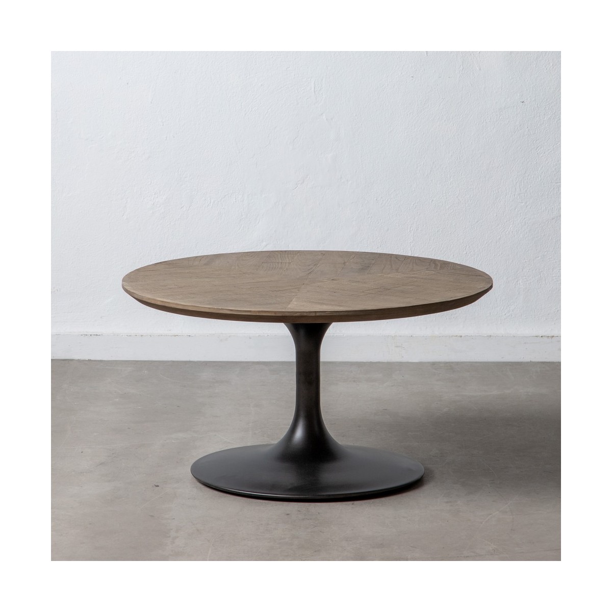 MESA CENTRO NEGRO MADERA-HIERRO SALÓN 80 X 80 X 43,50 CM