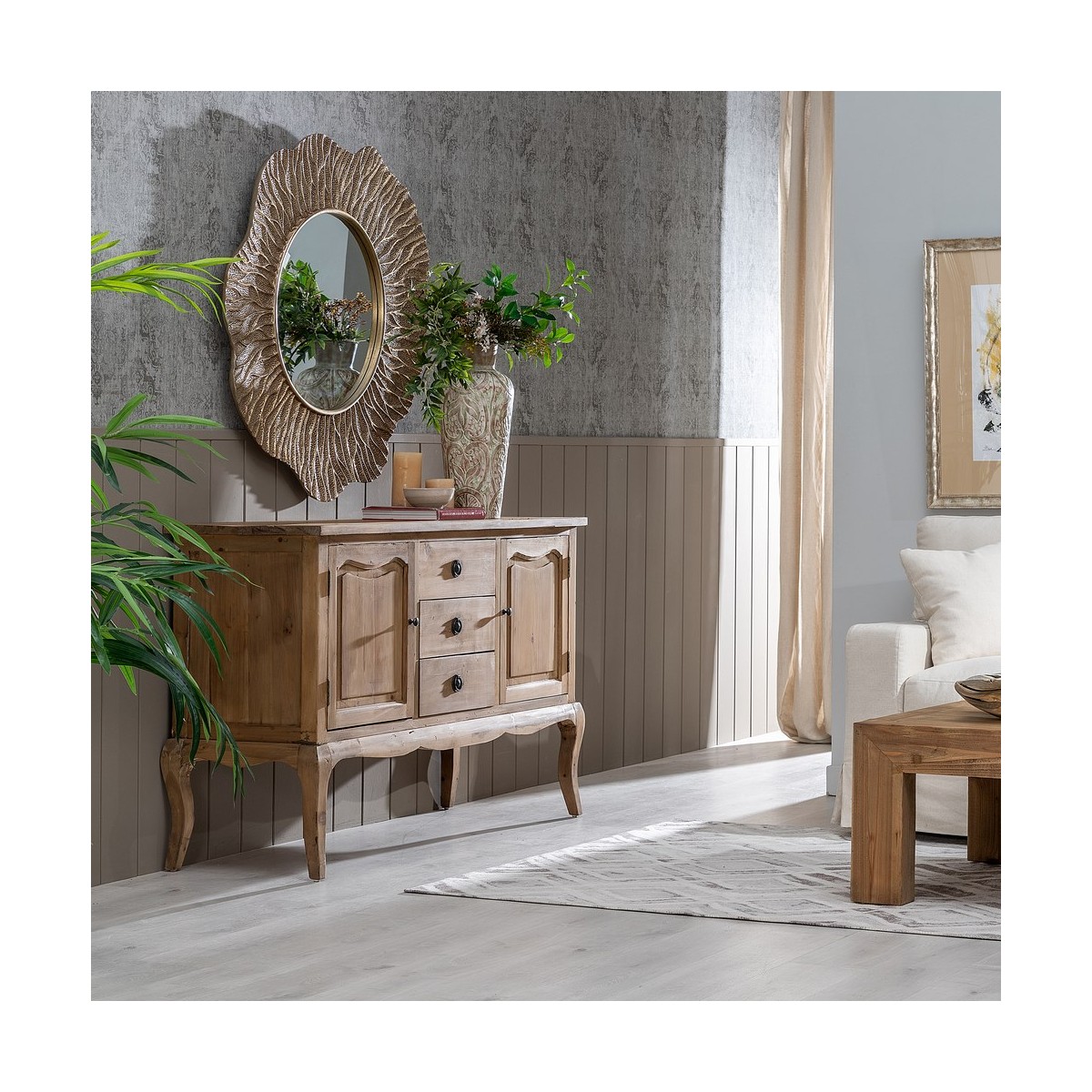 APARADOR MARRÓN MADERA DE PINO SALÓN 155 X 50 X 93 CM