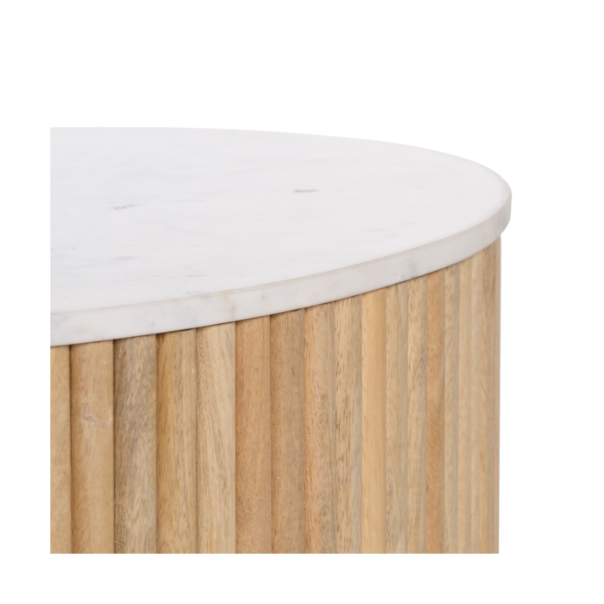 MESA CENTRO NATURAL-BLANCO MÁRMOL/MADERA 80 X 80 X 40 CM