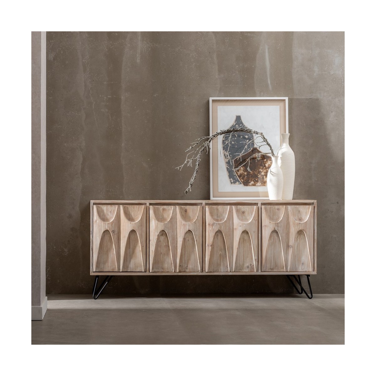 APARADOR BLANCO ROZADO MADERA DE PINO 200 X 40 X 85 CM