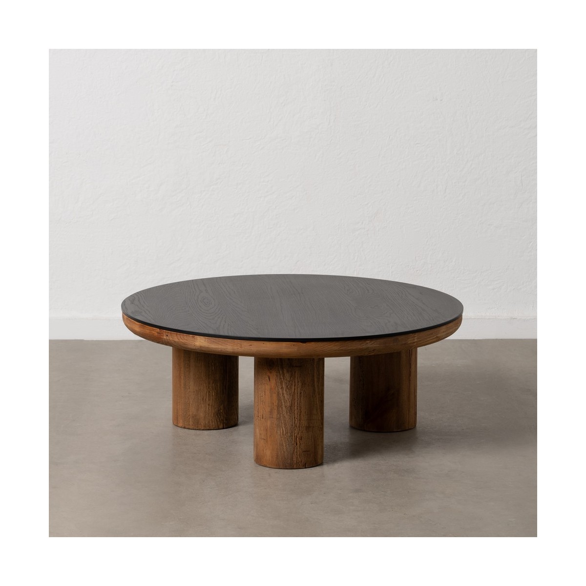 MESA CENTRO NATURAL-NEGRO MADERA DE PINO 90 X 90 X 35 CM