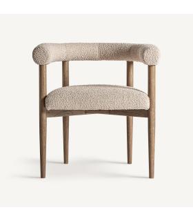 Cadeira de Design Bullay | Tecido Bouclé e Madeira de Freixo