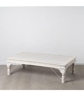 MESA CENTRO BLANCO ROZADO MADERA MANGO 177 X 100 X 50 CM