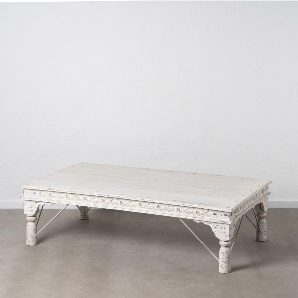 MESA CENTRO BLANCO ROZADO MADERA MANGO 177 X 100 X 50 CM