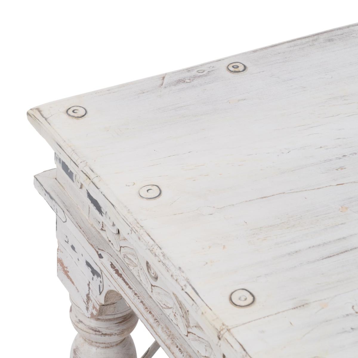 MESA CENTRO BLANCO ROZADO MADERA MANGO 177 X 100 X 50 CM