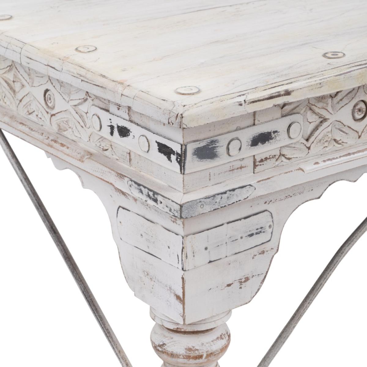 MESA CENTRO BLANCO ROZADO MADERA MANGO 177 X 100 X 50 CM