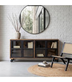 APARADOR NEGRO-NATURAL MADERA DE MANGO 160 X 35 X 71 CM