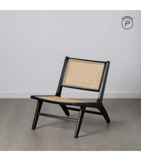 SILLÓN NATURAL-NEGRO MADERA-RATÁN SALÓN 60,50 X 73,50 X 72,5