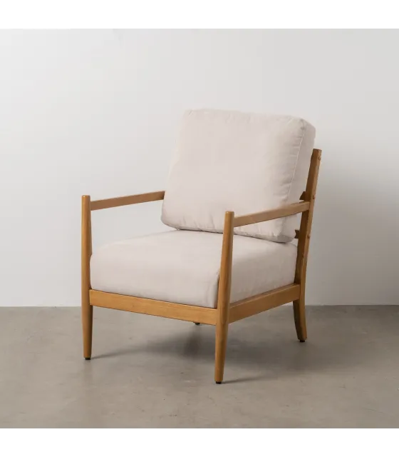 SILLÓN BLANCO-NATURAL MADERA-MDF 65 X 71 X 88 CM