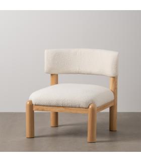 SILLÓN BLANCO-NATURAL MADERA DE CAUCHO 62 X 62 X 71 CM