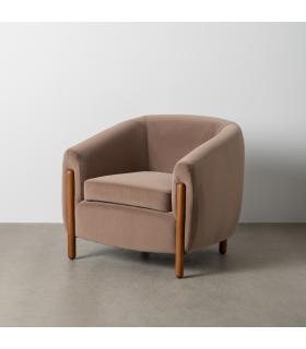 SILLÓN TAUPE TEJIDO-MADERA SALÓN 87 X 80 X 81 CM