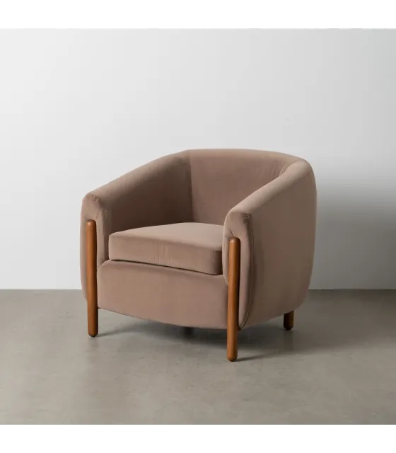 SILLÓN TAUPE TEJIDO-MADERA SALÓN 87 X 80 X 81 CM