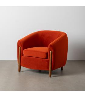 SILLÓN ROJO TEJIDO-MADERA SALÓN 82 X 77 X 74 CM