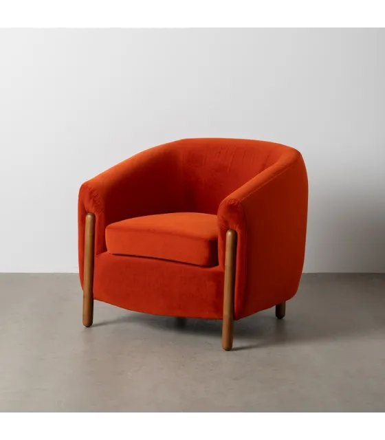 SILLÓN ROJO TEJIDO-MADERA SALÓN 82 X 77 X 74 CM