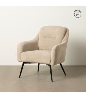 SILLÓN BEIGE TEJIDO-METAL 69 X 73 X 79 CM
