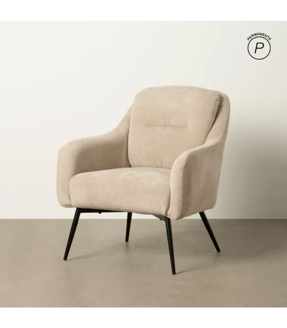 SILLÓN BEIGE TEJIDO-METAL 69 X 73 X 79 CM