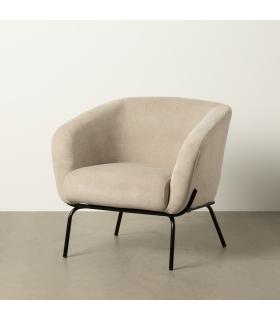 SILLÓN BEIGE TEJIDO-METAL 77 X 72 X 68 CM