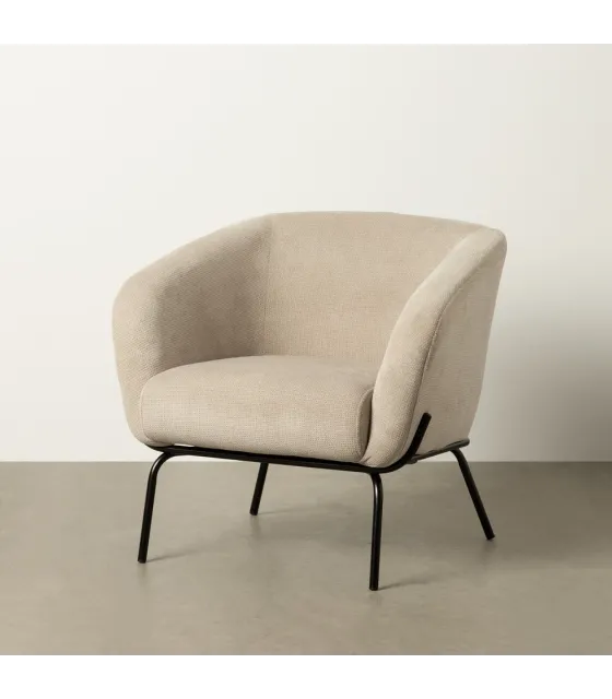 SILLÓN BEIGE TEJIDO-METAL 77 X 72 X 68 CM