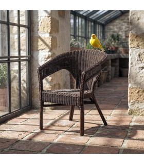 SILLA MARRÓN RATÁN SALÓN 60 X 62 X 78 CM