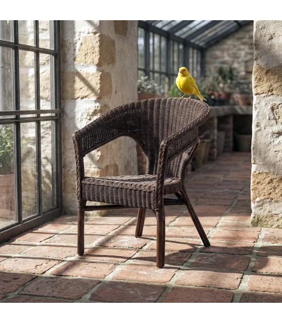 SILLA MARRÓN RATÁN SALÓN 60 X 62 X 78 CM