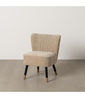 SILLÓN BEIGE TEJIDO-MADERA SALÓN 58 X 70 X 74 CM
