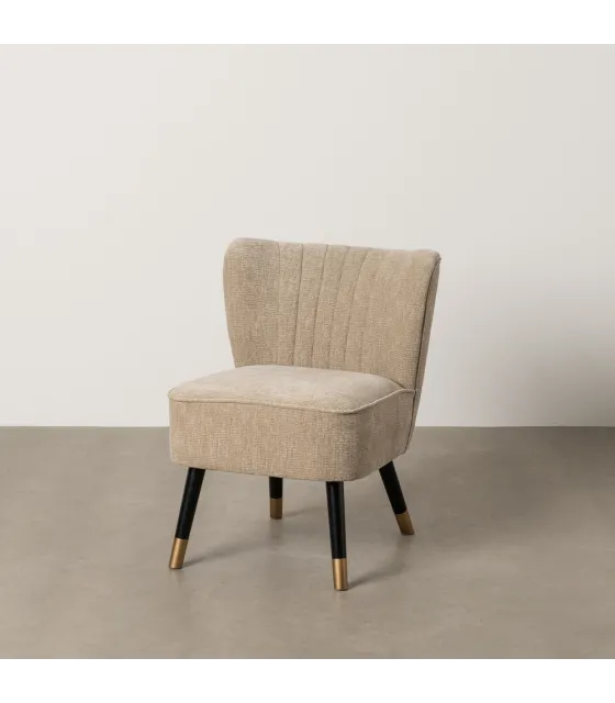 SILLÓN BEIGE TEJIDO-MADERA SALÓN 58 X 70 X 74 CM