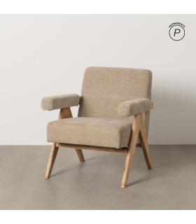 SILLÓN BEIGE TEJIDO-MADERA SALÓN 74 X 76 X 85 CM