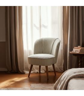 SILLÓN RAYAS VERDE MADERA DE CAUCHO 54 X 64 X 73 CM