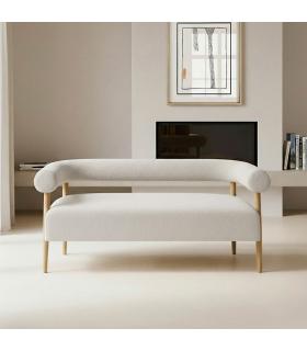 SOFÁ 2 PLAZAS BEIGE TEJIDO-MADERA SALÓN 143 X 67 X 69 CM