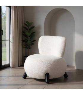 SILLÓN BLANCO-NEGRO TEJIDO-MADERA SALÓN 73 X 75 X 74,50 CM
