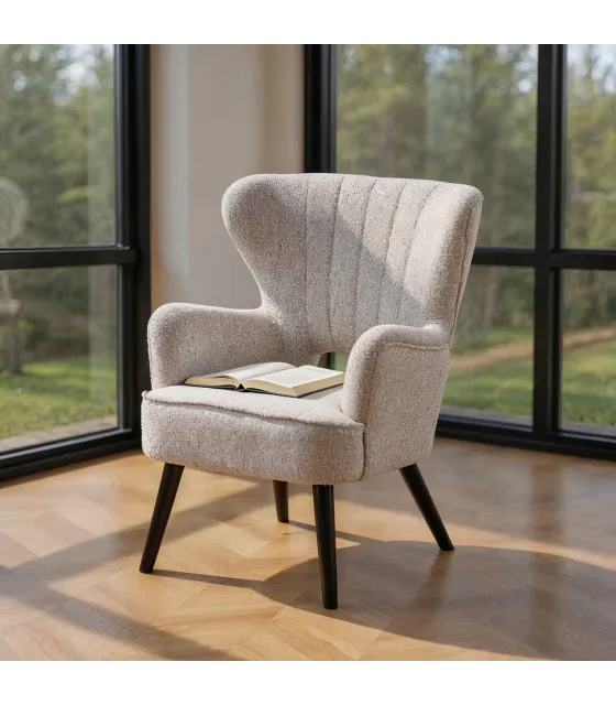 SILLÓN JASPEADO CRUDO TEJIDO-MADERA 70 X 74 X 90 CM