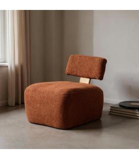 SILLÓN JASPEADO TEJA TEJIDO-MADERA SALÓN 60 X 72 X 64,50 CM