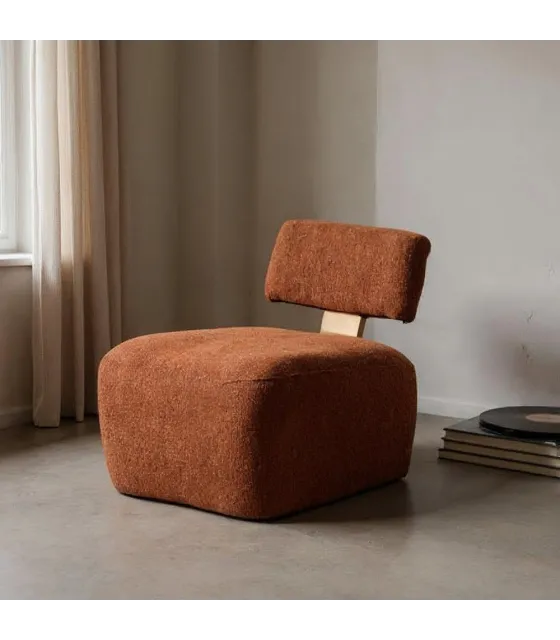 SILLÓN JASPEADO TEJA TEJIDO-MADERA SALÓN 60 X 72 X 64,50 CM