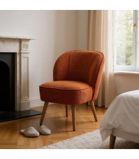 SILLÓN TERRACOTA MADERA DE CAUCHO SALÓN 54 X 64 X 73 CM