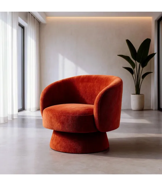 SILLÓN GIRATORIO TERRACOTA TEJIDO SALÓN 78 X 79 X 77 CM