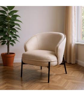 SILLÓN BEIGE TEJIDO-METAL 70 X 75 X 70 CM