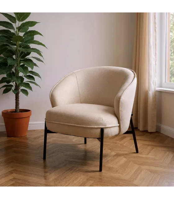 SILLÓN BEIGE TEJIDO-METAL 70 X 75 X 70 CM
