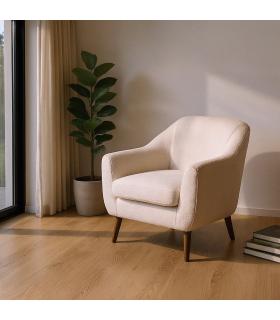 SILLÓN BLANCO TEJIDO-MADERA 74 X 68 X 76 CM