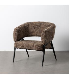 SILLÓN JASPEADO MARRÓN TEJIDO-METAL 71 X 70 X 75 CM