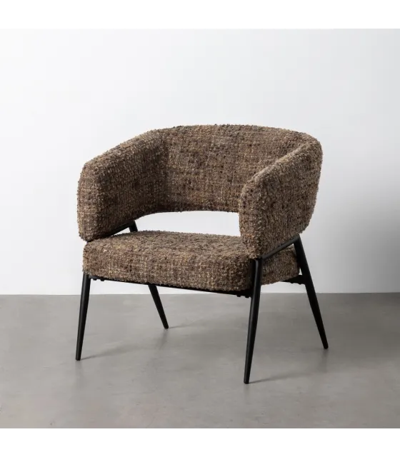 SILLÓN JASPEADO MARRÓN TEJIDO-METAL 71 X 70 X 75 CM