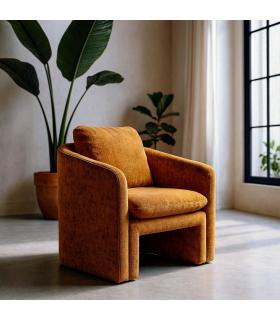 SILLÓN OCRE TEJIDO-MADERA 76 X 68 X 81 CM