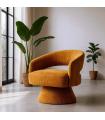SILLÓN GIRATORIO OCRE TEJIDO-MADERA 71 X 68 X 72 CM